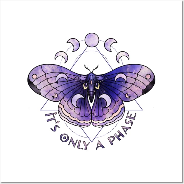 It's just a phase witchy moth design with moon phases Wall Art by gaynorcarradice